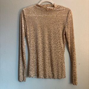 Elegant Tan Leopard Long Sleeve Top